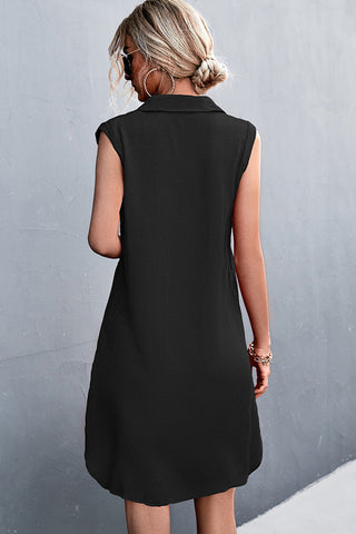 Fashion Solid Button Casual Dress