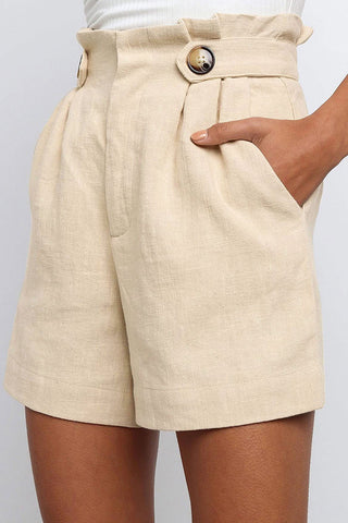 Fashion High Waist Solid Button Shorts
