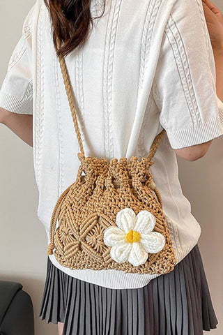 3D Color Block Sunflower Weave Bag