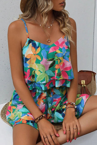 Fashion Floral Print Double Two Piece Set