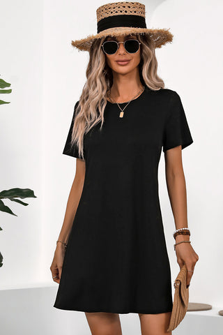 Fashion Solid Black Casual Dress
