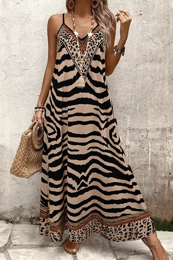 leopard print boho dress Long leopard printed dress for women