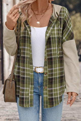 Fashion Color Block Plaid Print Casual Top