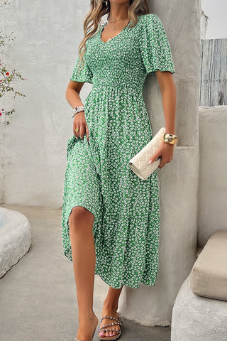 Fashion Floral Print High Waist Maxi Dress