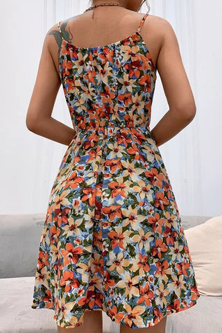 Fashion Floral Print High Waist Casual Dress