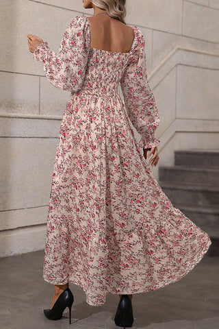 Fashion Smocked Chest Long Sleeve Casual Dress