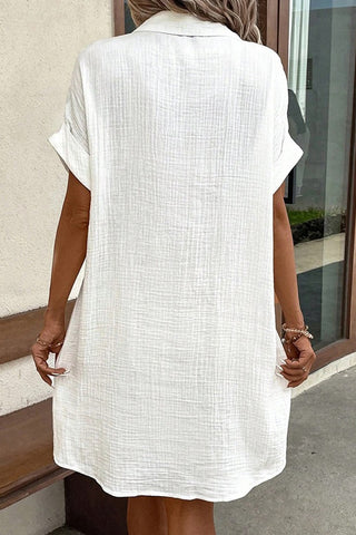 Fashion Button Solid Color Mini Dress