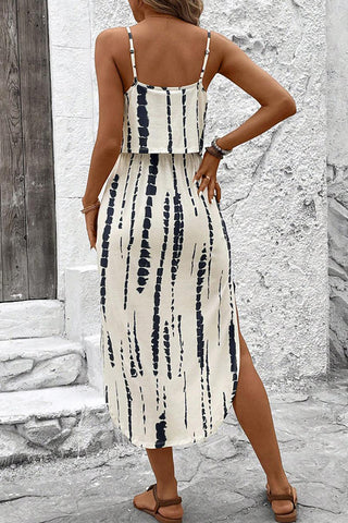 Drawstring And High Waist Color Block Midi Dress