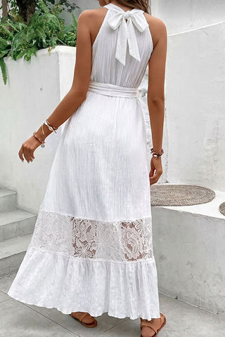 Fashion Lace Patchwork Solid Maxi Dress