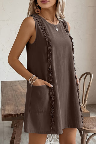 Stringy Selvedge Solid Color Mini Dress