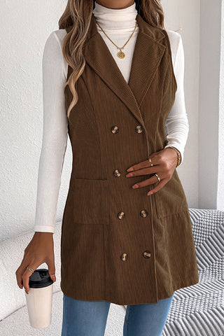 Fashion Button Sleeveless With Pocket Casual Top