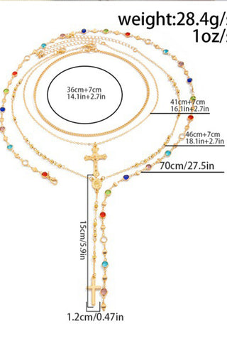 Colorful Crystal Vintage Metal Cross Pendant Y-Necklace