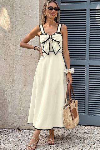 Fashion Bow Color Block Casual Dress