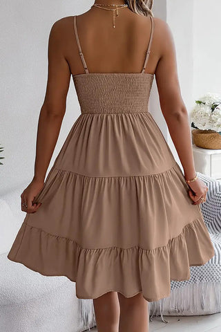 Fashion High Waist Ruffle Hem Mini Dress