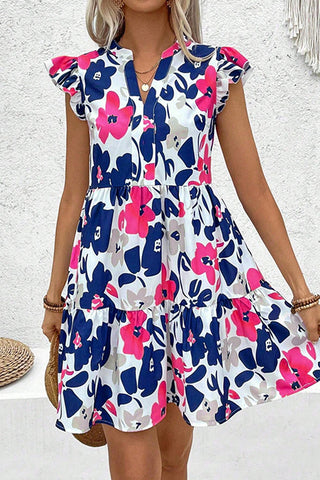 Cute Floral Print High Waist Mini Dress
