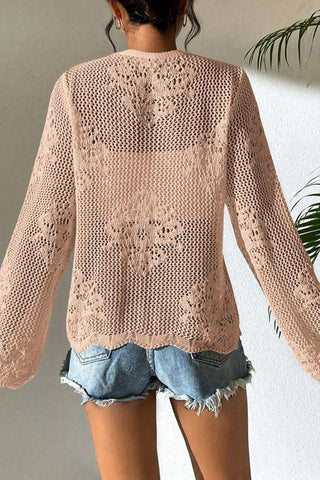 Fashion Hollow Lace Up Front Casual Knitting Tops