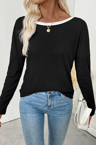 Bow Back Color Block Casual Tops