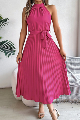 Fashion Halter Neck Solid Color Maxi Dress