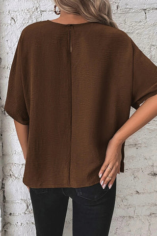 Knot Design Loose Fit Half Sleeve Casual Tops