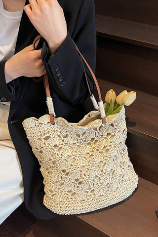Fashion Bohemia Color Block Weave Handbag