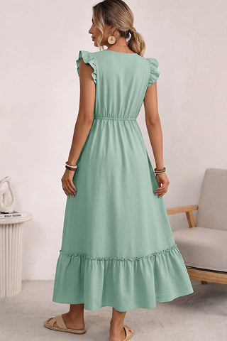 Fashion Bohemia Print Ruffle Casual Maxi Dress