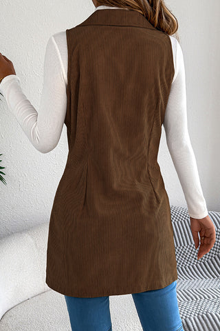 Fashion Button Sleeveless With Pocket Casual Top