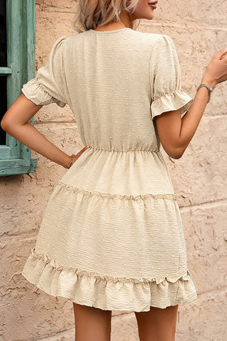 V Neck Patchwork Color Block Dress