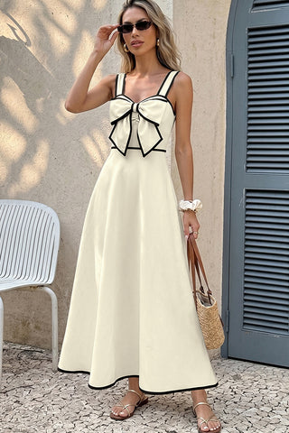 Fashion Bow Color Block Casual Dress