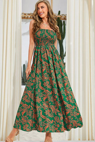 Fashion Floral Smocked Casual Maxi Dress – Beachsissi Fashion Floral Smocked Casual Maxi Dress – Beachsissi