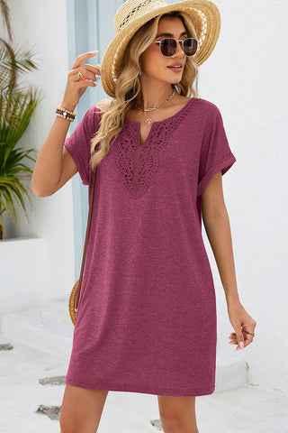 Solid Color Short Sleeve Casual Dress