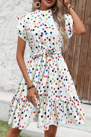 Polka Dots Print High Waist Casual Dress