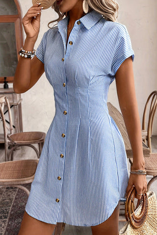 Fashion Stripe Print Slim High Waist Mini Dress