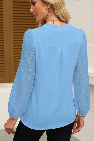 Lace Patchwork V Neck Casual Tops