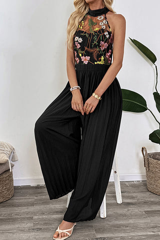 Fashion Mesh Floral Print High Waist Jumpsuits