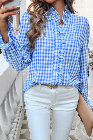 Fashion Plaid Print Long Sleeve Casual Tops