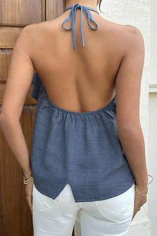 Fashion Layered Solid Halter Neck Tops