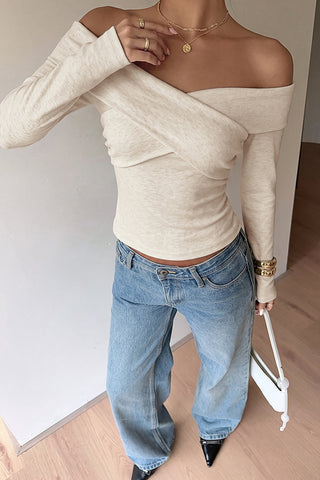 Twist Front Long Sleeve Solid Casual Tops