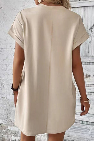 Solid Color Round Neck Casual Dress