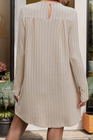 Fashion Solid Color V Neck A-line Dress