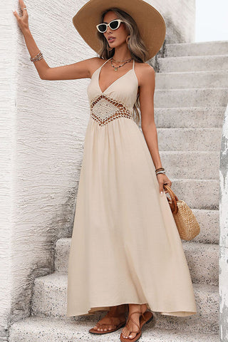 Fashion Solid Color V Neck Casual Maxi Dress