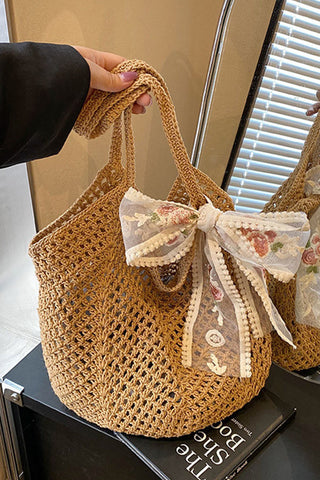 Fashion Cute Bow Hollow Weave Bag