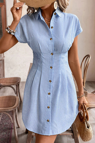 Fashion Stripe Print Slim High Waist Mini Dress