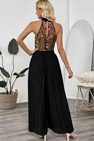Fashion Mesh Floral Print High Waist Jumpsuits