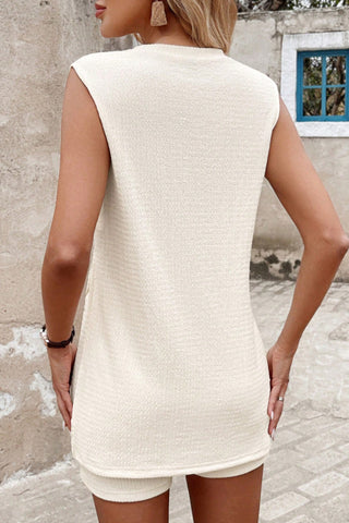 Fashion Split Side Solid Color Two Piece Set