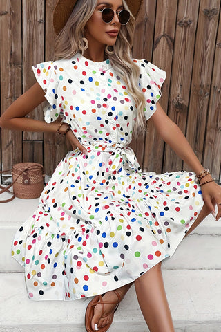 Polka Dots Print High Waist Casual Dress