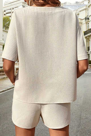 Round Neck Fashion Solid Color Two Piece Set