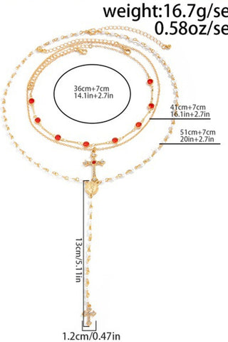 Fashion Vintage Metal Cross Pendant Y-Necklace Set