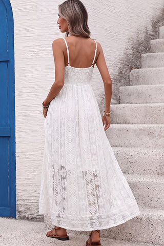 Fashion V Neck Lace Solid Casual Dress
