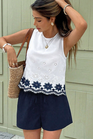 Round Neck Hollow Design Two Piece Set