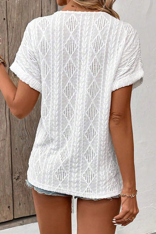 V Neck Button Casual Solid Tops